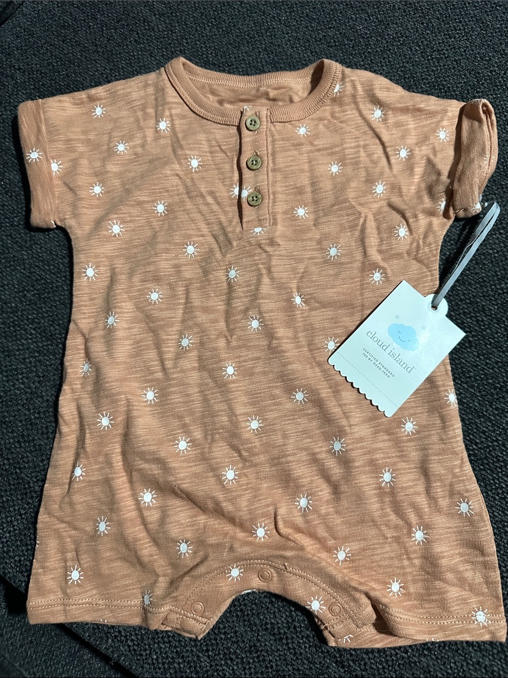 cloud island Tan Sun-Print Short Sleeve Romper